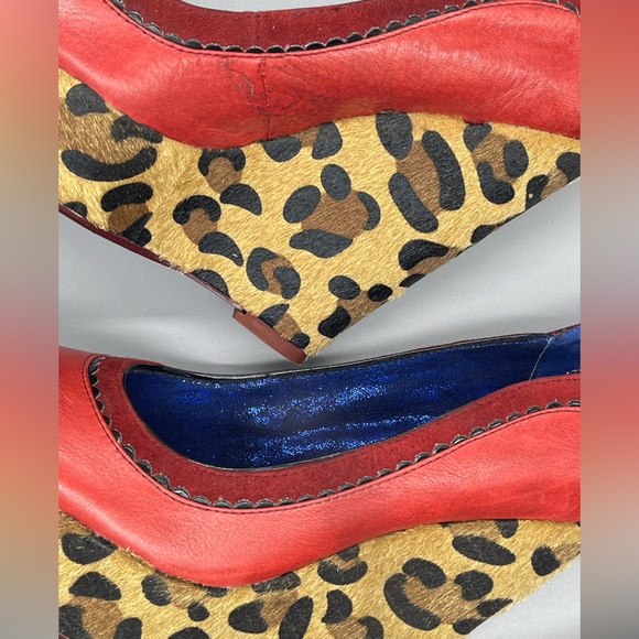Poetic License Women’s Body Love Red Leopard Platform Wedge Heel Size 7 - Picture 8 of 10